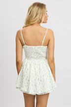 White Ditsy Ruffle Playsuit Strappy