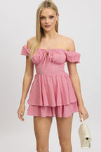 Red Check Ruffle Playsuit Short Sleeve