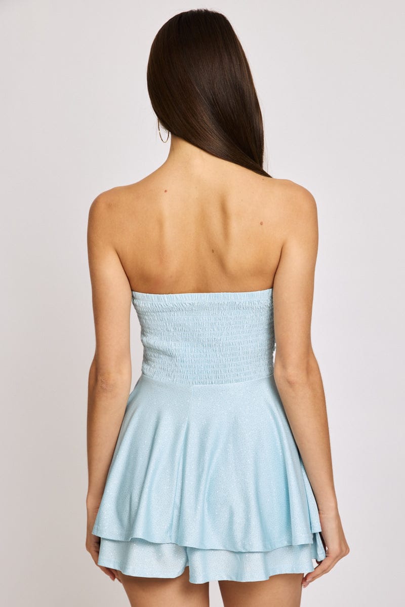 Blue Playsuit Strapless