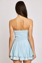 Blue Playsuit Strapless