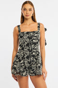 Black Playsuit Textured Fabric