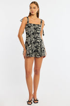 Black Playsuit Textured Fabric