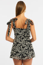 Black Playsuit Textured Fabric