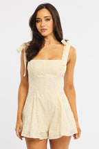 White Playsuit Textured Fabric