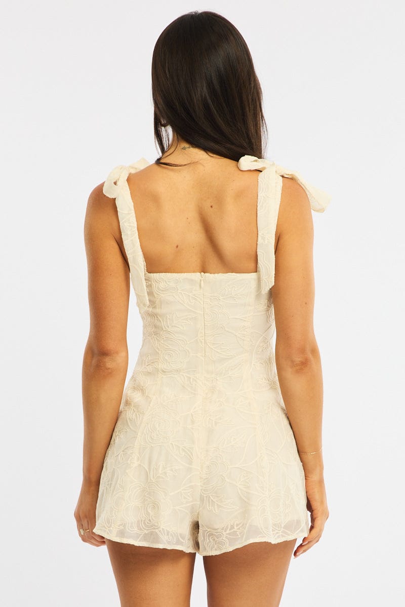 White Playsuit Textured Fabric