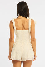 White Playsuit Textured Fabric