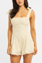 White Playsuit Textured Fabric