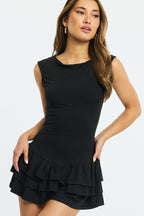 Black Playsuit Frilled Hem