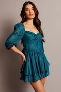 Blue Playsuit Twisted Front