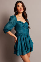 Blue Playsuit Twisted Front
