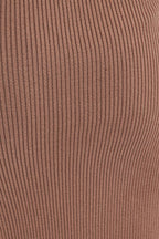 Brown Midi Dress Long Sleeve Off Shoulder Bardot Knit