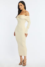 White Knit Dress Long Sleeve Maxi