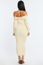 White Knit Dress Long Sleeve Maxi