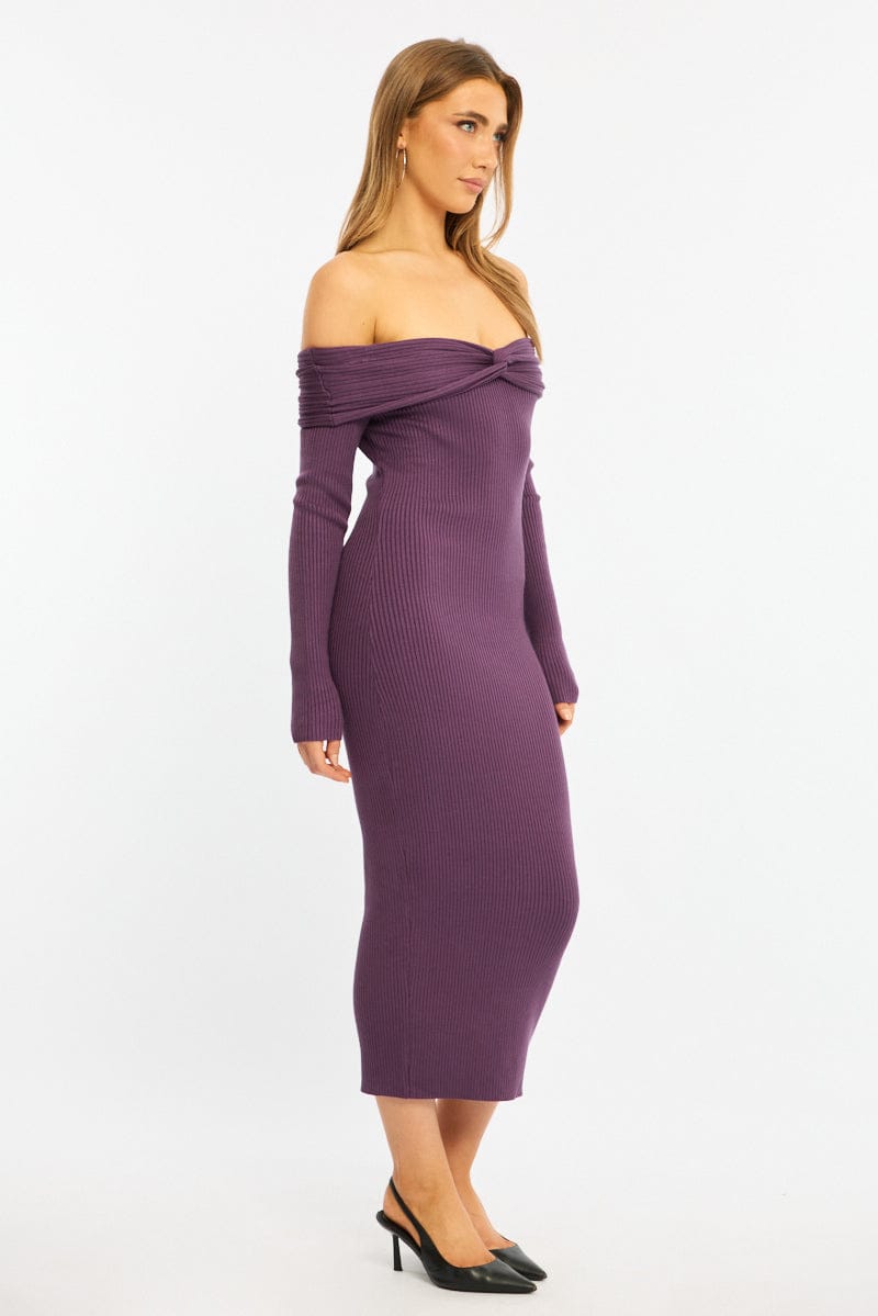 Red Knit Dress Long Sleeve Maxi