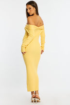 Yellow Knit Dress Long Sleeve Maxi