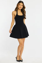 Black Halter Neck Knit Dress