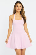 Pink Halter Neck Knit Dress