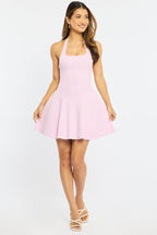 Pink Halter Neck Knit Dress