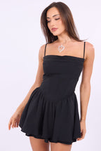 Black Floral Playsuit Cowlneck Strappy
