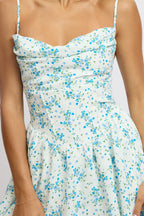 Blue Floral Playsuit Cowlneck Strappy
