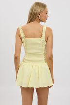 Yellow Playsuit Square Neck Drop Waist