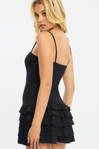 Black Playsuit Frilled Hem