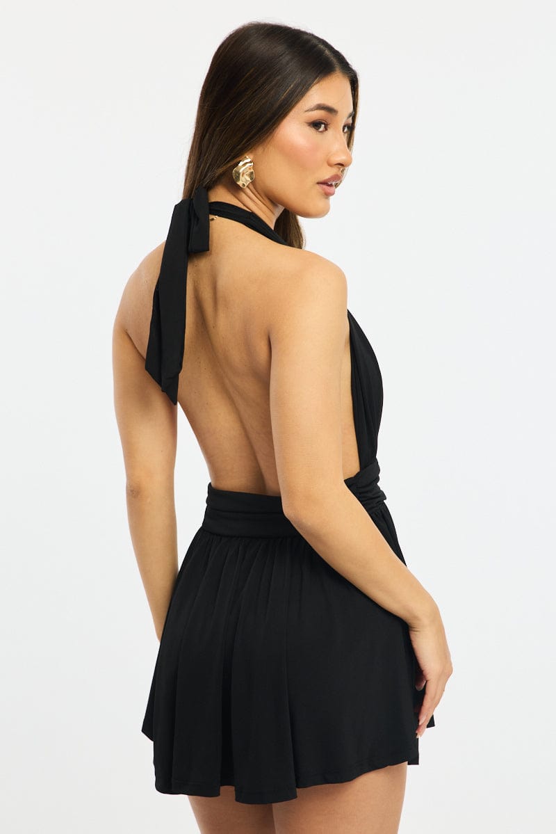 Black Playsuit Halter Neck