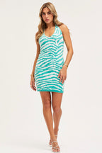 Multi Knit Dress Evening Halter Neck