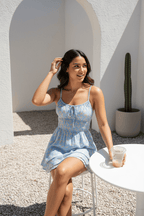 Blue Ditsy Ruffle Playsuit Strappy