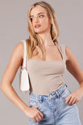 Beige Scoop Neck Tank Sleeveless