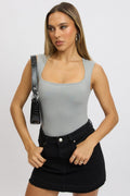 Grey Supersoft Bodysuit Scoop Neck