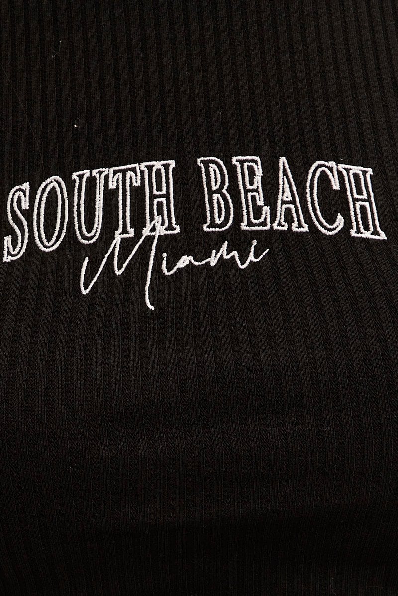 Black Crop Tank Embroidered Sleeveless