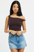 Brown One Shoulder Bodysuit