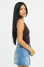 Brown One Shoulder Bodysuit