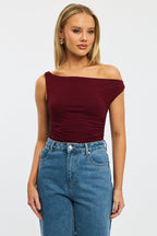Red One Shoulder Bodysuit