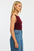 Red One Shoulder Bodysuit