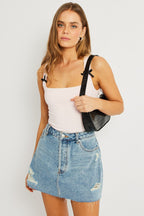 Pink Supersoft Tank Scoop Neck Sleeveless Ribbon