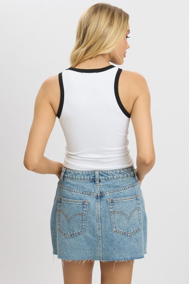 White Rib Tank Sleeveless