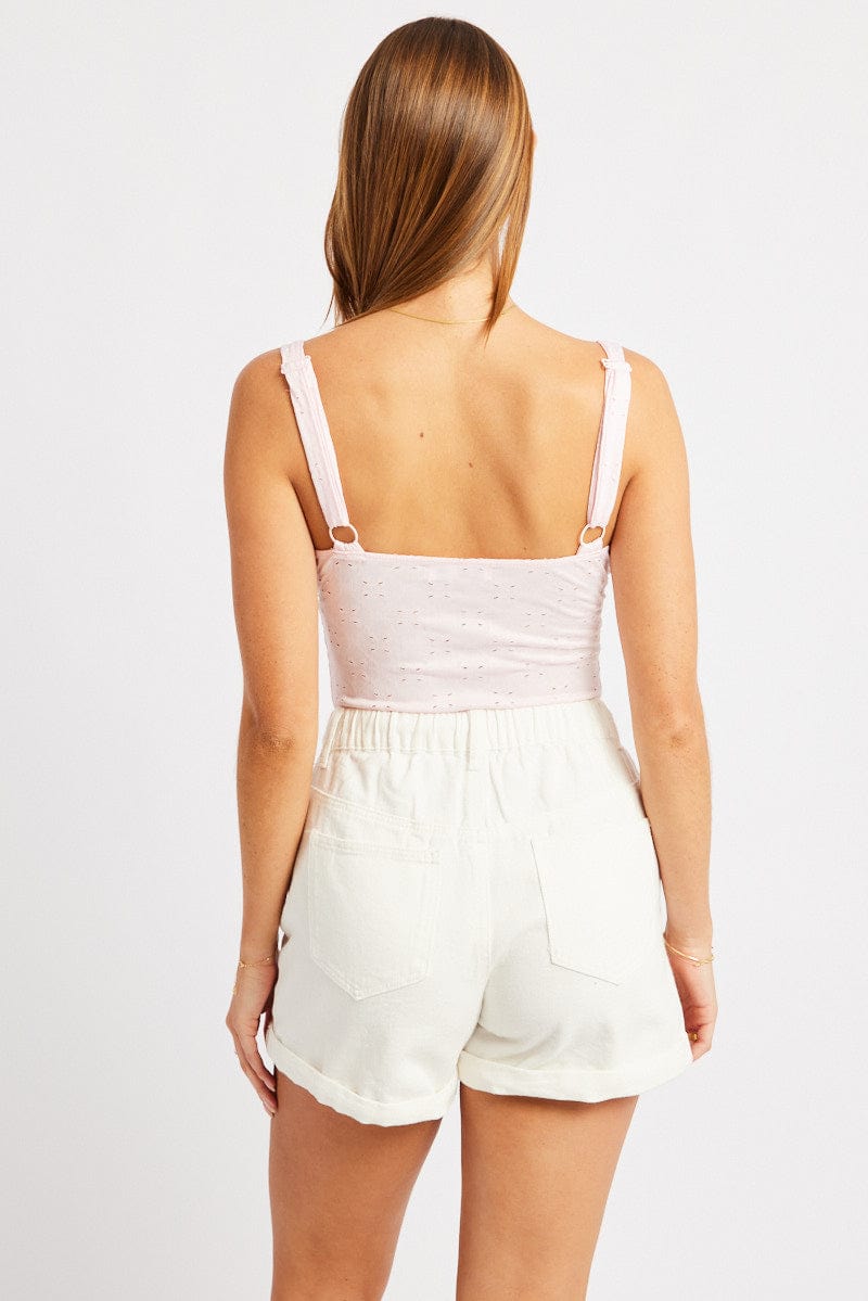 Pink Eyelet Bodysuit Singlet