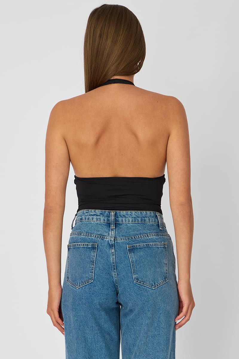 Black Supersoft Bodysuit Sleeveless Vneck