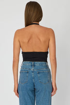 Black Supersoft Bodysuit Sleeveless Vneck