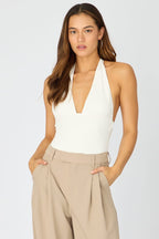 White Supersoft Bodysuit Sleeveless Vneck