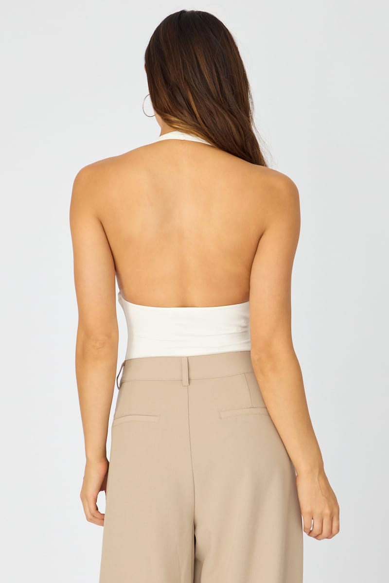 White Supersoft Bodysuit Sleeveless Vneck