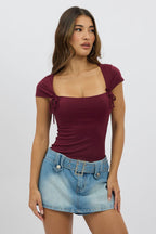 Red Supersoft Tank Scoop Neck Ribbon