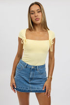 Yellow Supersoft Tank Scoop Neck Ribbon