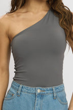 Grey Bodysuit One Shoulder