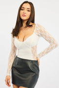 White Lace Bodysuit Long Sleeve