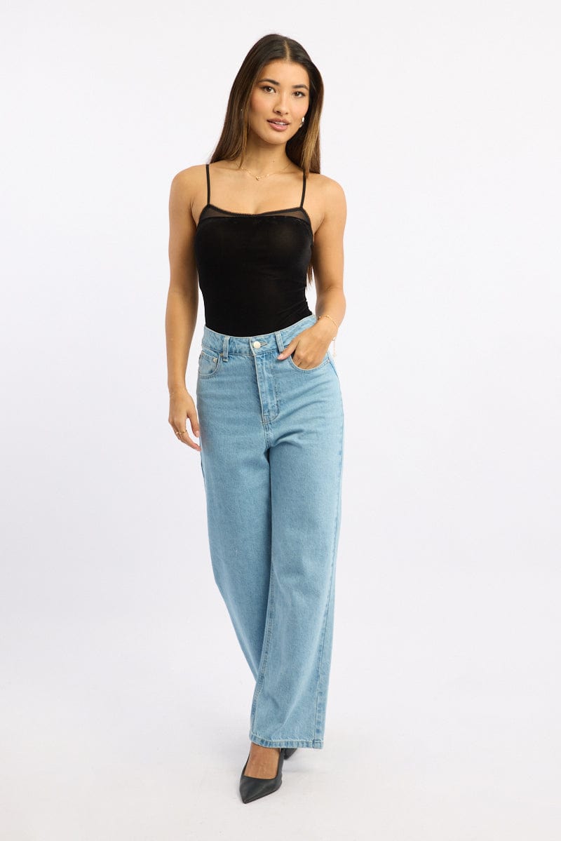 Black Singlet Bodysuit Velvet