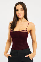 Red Singlet Bodysuit Velvet