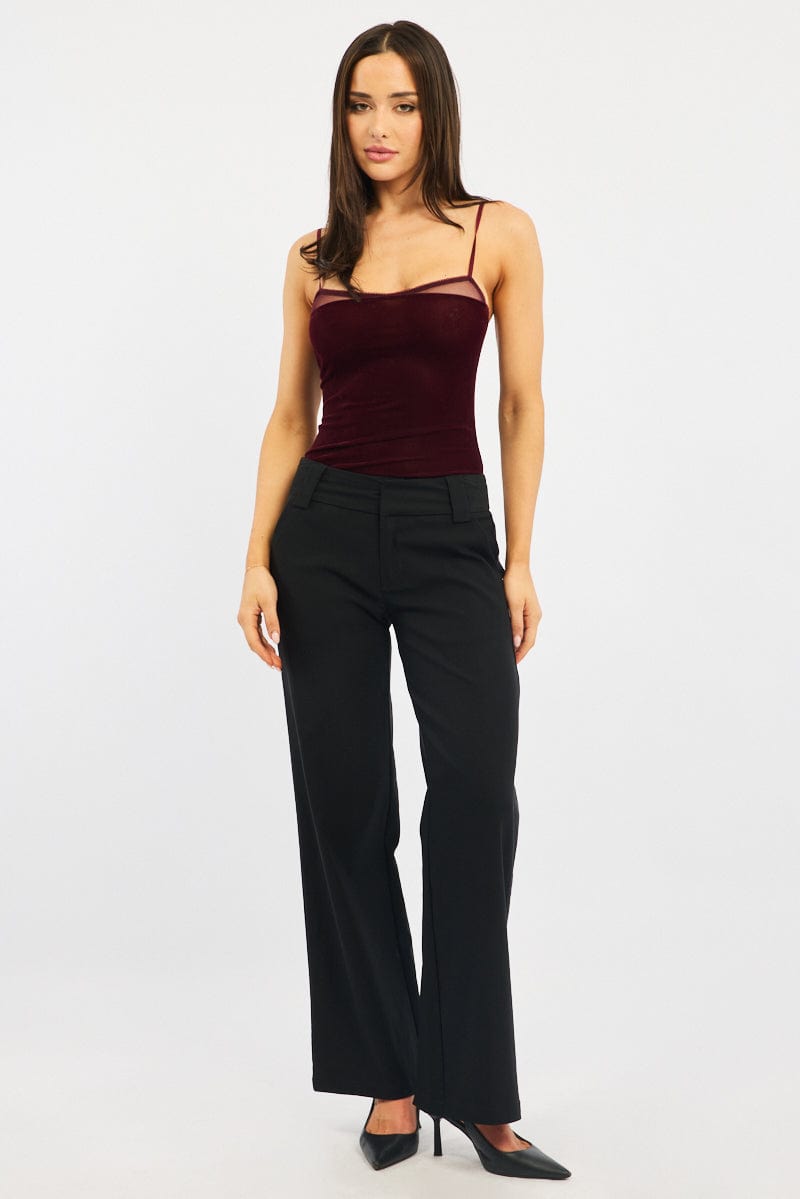 Red Singlet Bodysuit Velvet